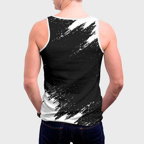 Мужская майка без рукавов Реал Мадрид черно белые краски / 3D-Белый – фото 4