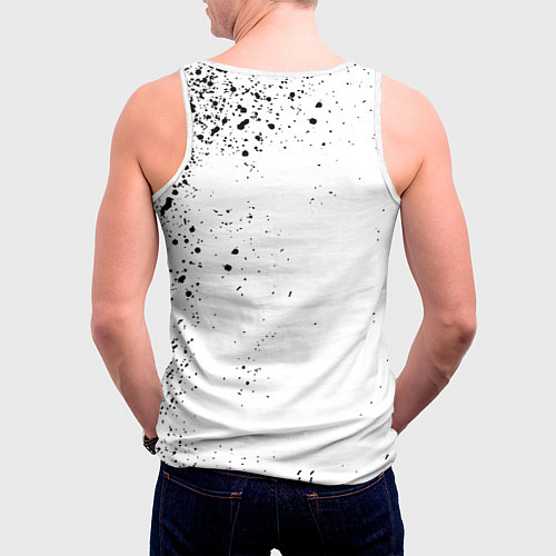 Мужская майка без рукавов Реал Мадрид черно белые краски / 3D-Белый – фото 4