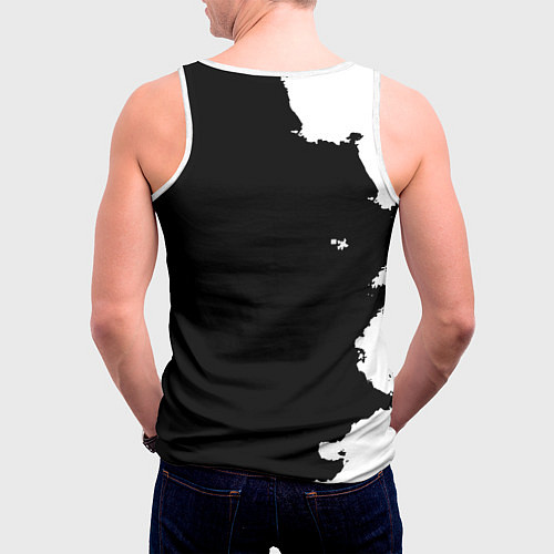 Мужская майка без рукавов Реал Мадрид черно белые краски / 3D-Белый – фото 4