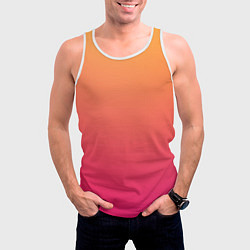 Майка-безрукавка мужская Color orange pink, цвет: 3D-белый — фото 2