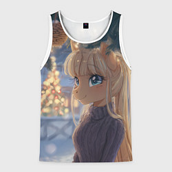 Мужская майка без рукавов Новогодняя анимешная лошадка