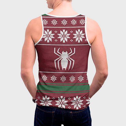 Мужская майка без рукавов Рождественский свитер Человека паука / 3D-Белый – фото 4