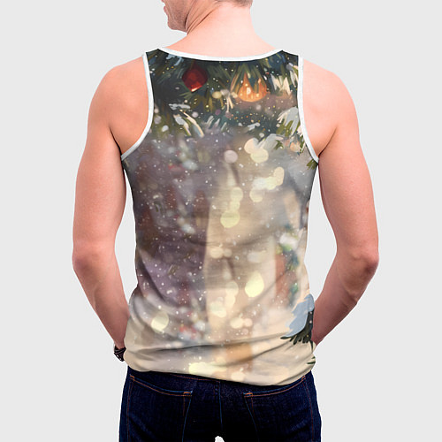 Мужская майка без рукавов Новогодняя аниме лошадка / 3D-Белый – фото 4