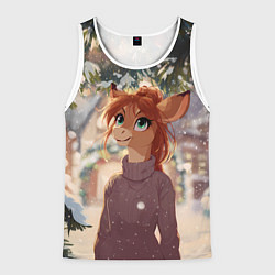 Мужская майка без рукавов Новогодняя аниме лошадка