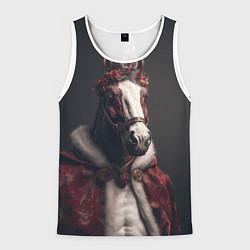 Майка-безрукавка мужская Лошадь в новогоднем костюме, цвет: 3D-белый