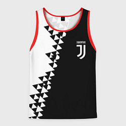 Майка-безрукавка мужская Juventus черно белая геометрия текстура, цвет: 3D-красный