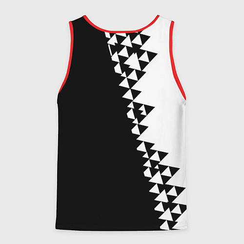 Мужская майка без рукавов Juventus черно белая геометрия текстура / 3D-Красный – фото 2