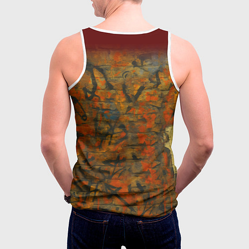 Мужская майка без рукавов Абиссинская кошка на фоне кирпичной стены с граффи / 3D-Белый – фото 4