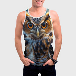 Майка-безрукавка мужская Лунная сова в лесу, цвет: 3D-белый — фото 2