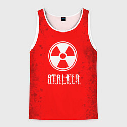 Мужская майка без рукавов Stalker - белое на красном