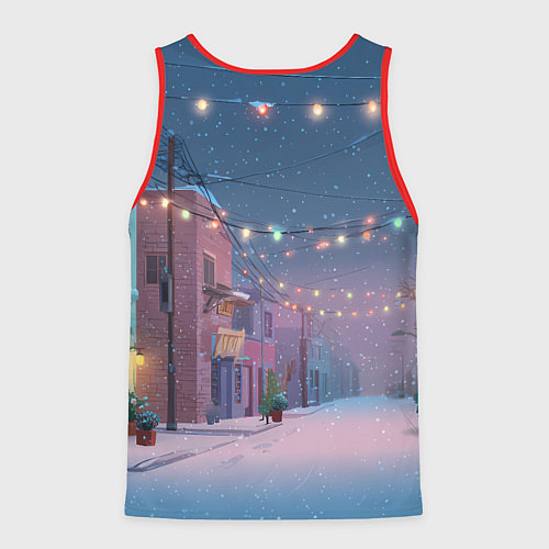 Мужская майка без рукавов Лошадка с новогоднем венком 2026 / 3D-Красный – фото 2