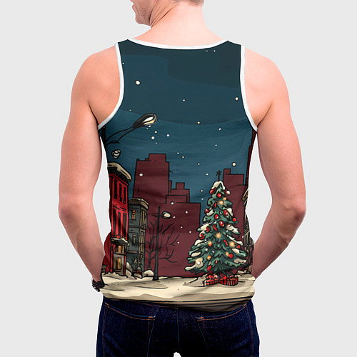 Мужская майка без рукавов Лошадка в новогодней гирлянде / 3D-Белый – фото 4