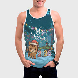 Майка-безрукавка мужская Новогодняя лошадка 2026 год, цвет: 3D-белый — фото 2