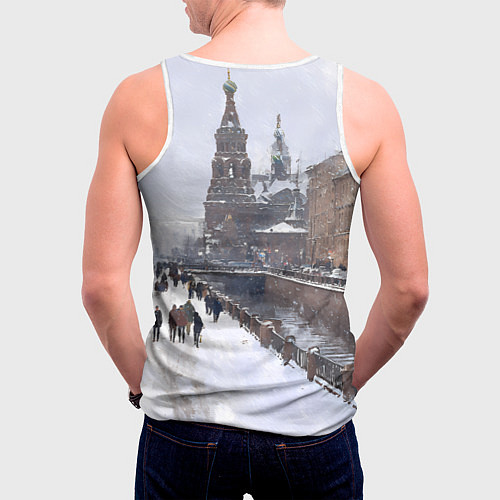 Мужская майка без рукавов Санкт-Петербург зима / 3D-Белый – фото 4