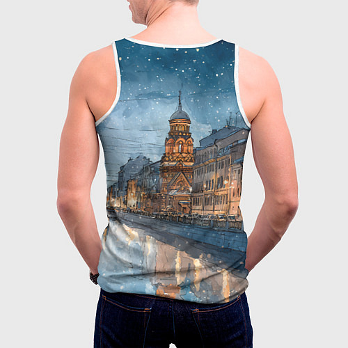 Мужская майка без рукавов Санкт-Петербург зимний город / 3D-Белый – фото 4