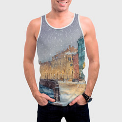 Майка-безрукавка мужская Санкт-Петербург - снегопад, цвет: 3D-белый — фото 2