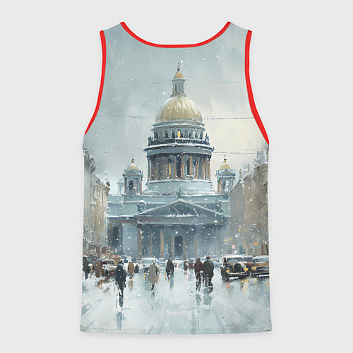 Мужская майка без рукавов Санкт-Петербург зимний пейзаж / 3D-Красный – фото 2