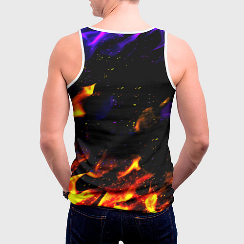 Мужская майка без рукавов Реал Мадрид огонь текстура / 3D-Белый – фото 4