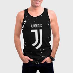 Майка-безрукавка мужская Ювентус белые брызги красок, цвет: 3D-черный — фото 2