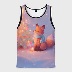Майка-безрукавка мужская Лисичка Новый год, цвет: 3D-черный