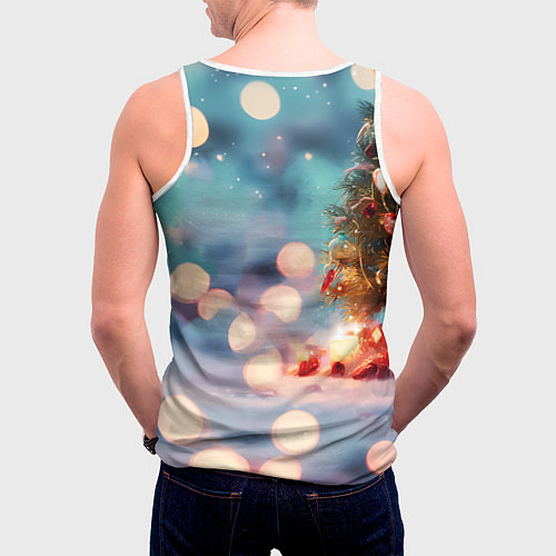Мужская майка без рукавов Рыжий маленький новогодний котенок / 3D-Белый – фото 4