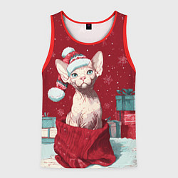 Мужская майка без рукавов Сфинкс новогодняя кошка