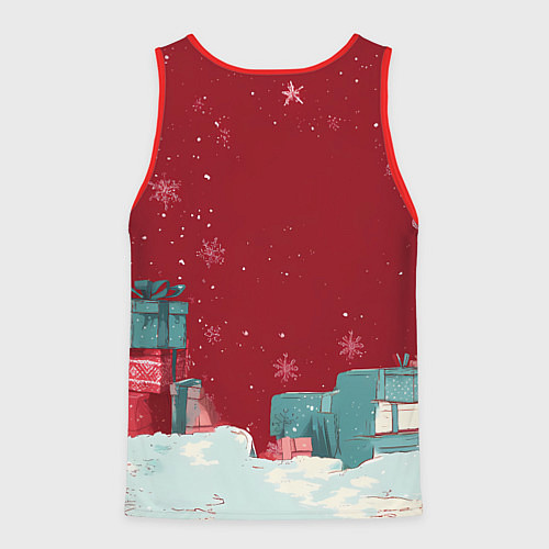 Мужская майка без рукавов Сфинкс новогодняя кошка / 3D-Красный – фото 2
