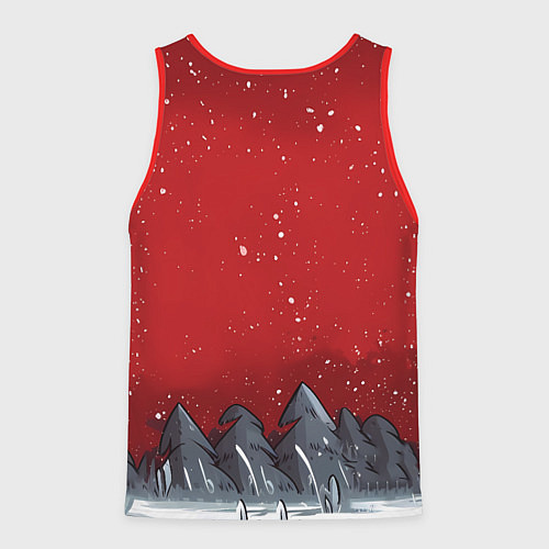 Мужская майка без рукавов Конь в новогодней шапке / 3D-Красный – фото 2