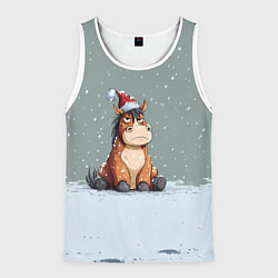 Мужская майка без рукавов Лошадка на фоне снегопада