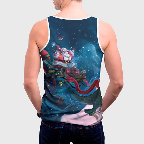 Мужская майка без рукавов Санта с динозавром / 3D-Белый – фото 4