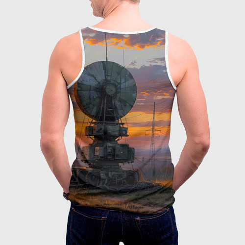 Мужская майка без рукавов Радиоэфир на закате / 3D-Белый – фото 4
