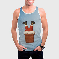 Майка-безрукавка мужская Санта торчит из трубы, цвет: 3D-белый — фото 2