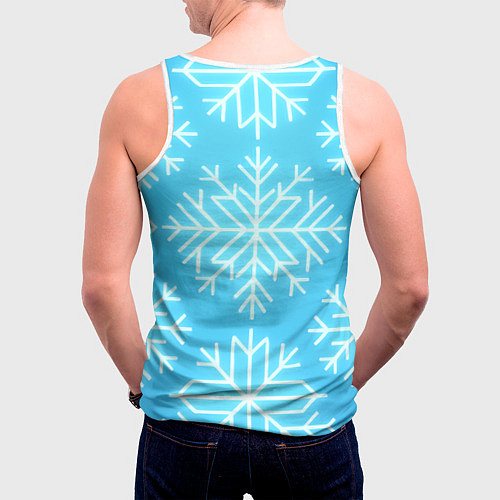 Мужская майка без рукавов Санта летит на пробке шампанского / 3D-Белый – фото 4