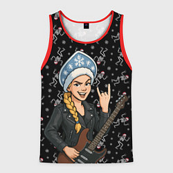 Мужская майка без рукавов Снегурочка с гитарой - Рок