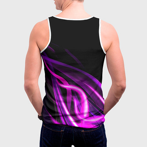 Мужская майка без рукавов Барселона неоновый огонь текстура / 3D-Белый – фото 4