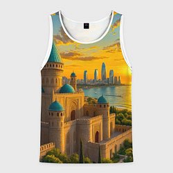 Мужская майка без рукавов Баку сплетение эпох на закате