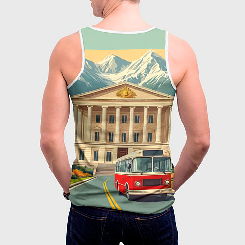 Мужская майка без рукавов Классика у подножия гор / 3D-Белый – фото 4