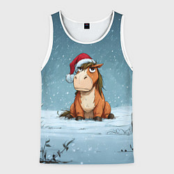 Мужская майка без рукавов Недовольная новогодняя лошадка