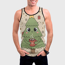 Майка-безрукавка мужская Новогодняя елочка с горячим шоколадом, цвет: 3D-черный — фото 2