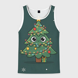 Мужская майка без рукавов Новогодняя елочка с огоньками