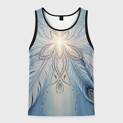 Майка-безрукавка мужская Ледяной перьевой орнамент со светом, цвет: 3D-черный
