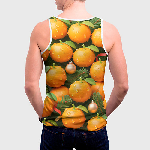 Мужская майка без рукавов Мандариновое настроение / 3D-Белый – фото 4