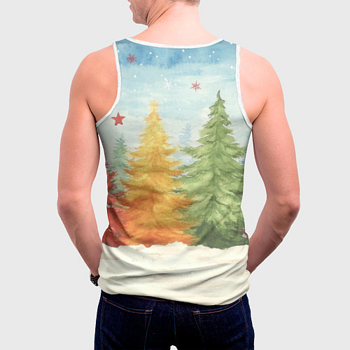 Мужская майка без рукавов Санта с котенком / 3D-Белый – фото 4