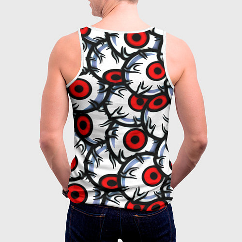 Мужская майка без рукавов Ювентус глаза / 3D-Белый – фото 4