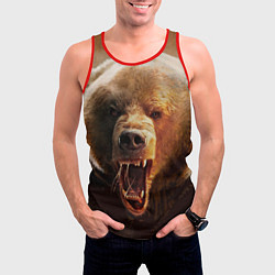 Майка-безрукавка мужская Рык медведя, цвет: 3D-красный — фото 2