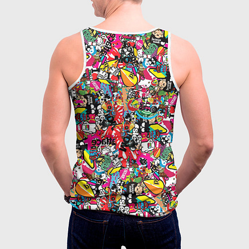 Мужская майка без рукавов Стикербомбинг / 3D-Белый – фото 4