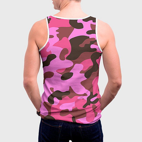 Мужская майка без рукавов Камуфляж: розовый/коричневый / 3D-Белый – фото 4