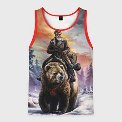 Майка-безрукавка мужская Красноармеец на медведе, цвет: 3D-красный