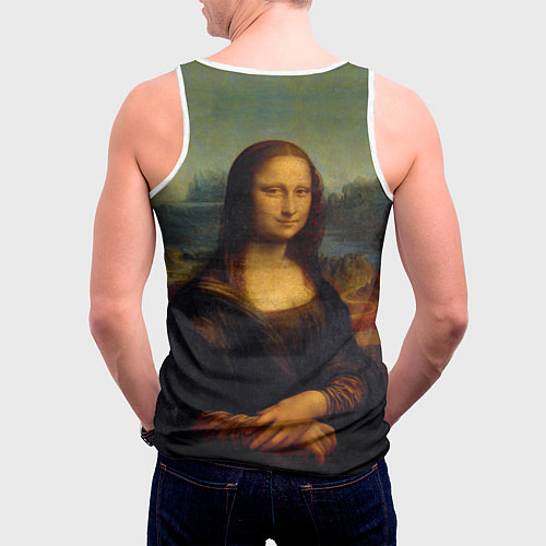 Мужская майка без рукавов Леонардо да Винчи - Мона Лиза / 3D-Белый – фото 4