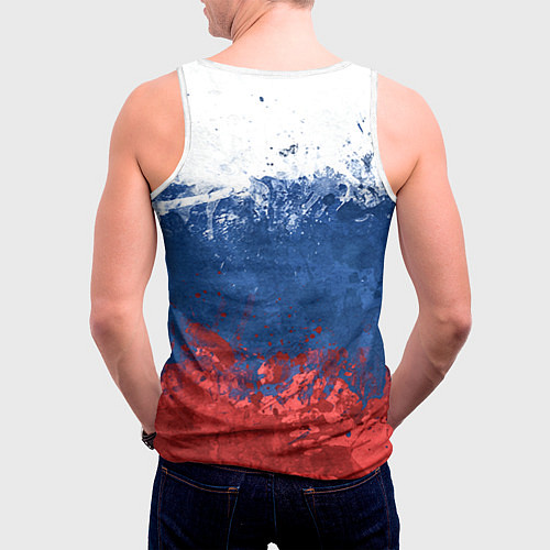 Мужская майка без рукавов Русский хоккеист / 3D-Белый – фото 4